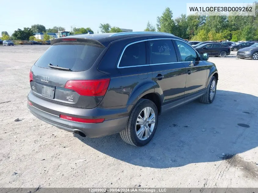 2011 Audi Q7 VIN: WA1LGCFE3BD009262 Lot: 12089902