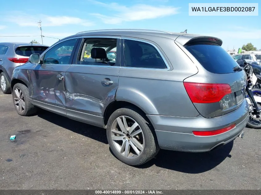 WA1LGAFE3BD002087 2011 Audi Q7 3.0T Premium