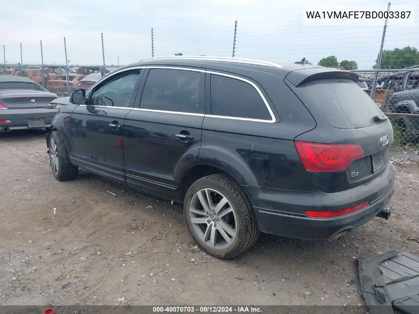 2011 Audi Q7 3.0 Tdi Premium VIN: WA1VMAFE7BD003387 Lot: 40070703