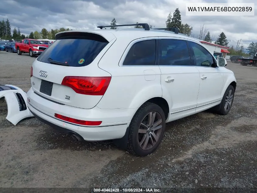 2011 Audi Q7 3.0 Tdi Premium VIN: WA1VMAFE6BD002859 Lot: 40462428