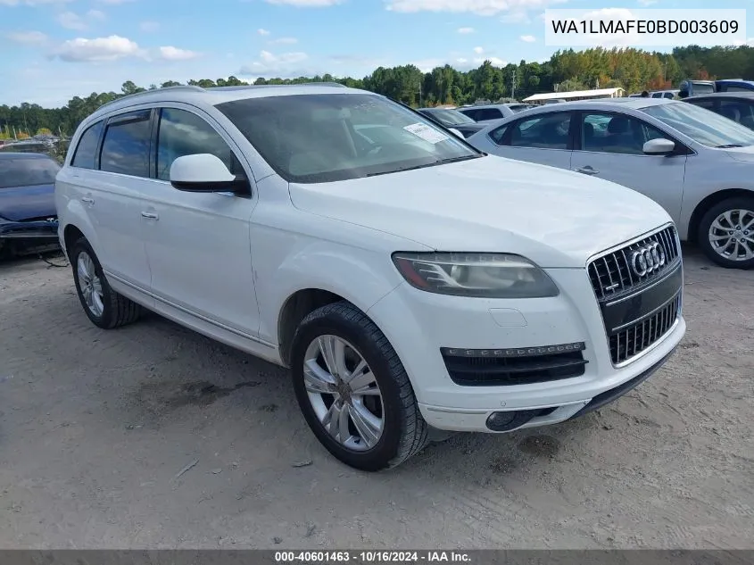 2011 Audi Q7 3.0 Tdi Premium VIN: WA1LMAFE0BD003609 Lot: 40601463