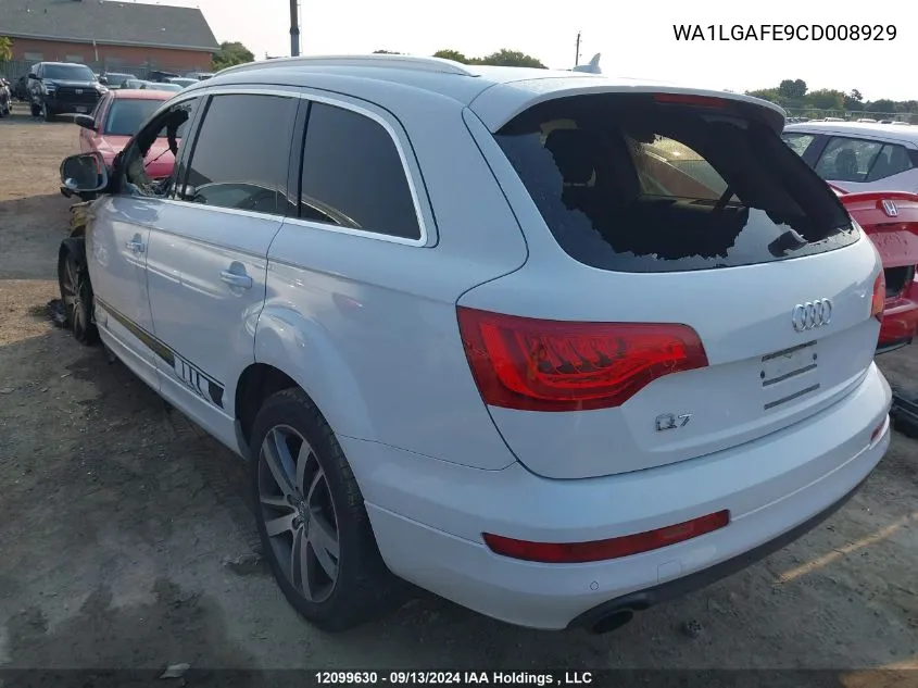 2012 Audi Q7 Premium Plus VIN: WA1LGAFE9CD008929 Lot: 12099630