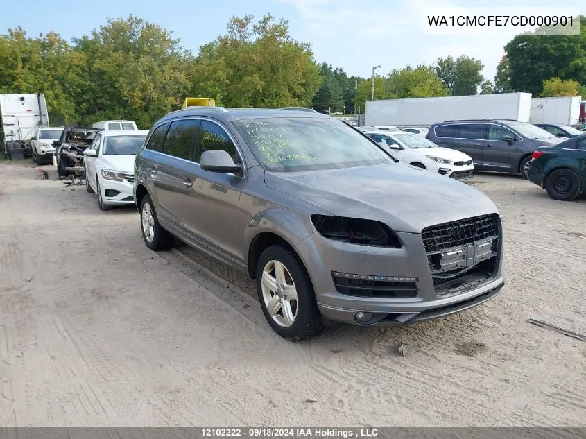 2012 Audi Q7 VIN: WA1CMCFE7CD000901 Lot: 12102222