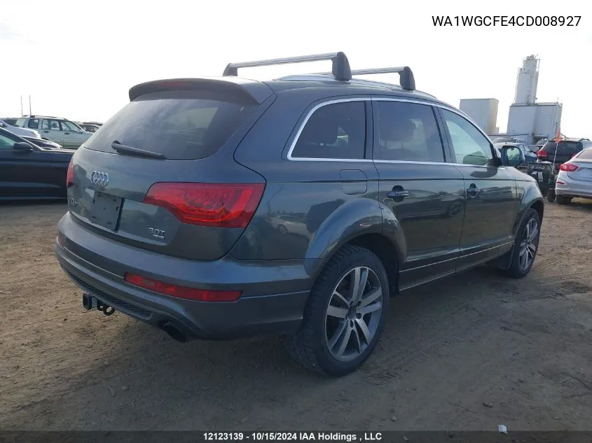 2012 Audi Q7 VIN: WA1WGCFE4CD008927 Lot: 12123139