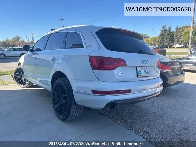 2012 Audi Q7 V6 Tdi VIN: WA1CMCFE9CD009678 Lot: 20178464