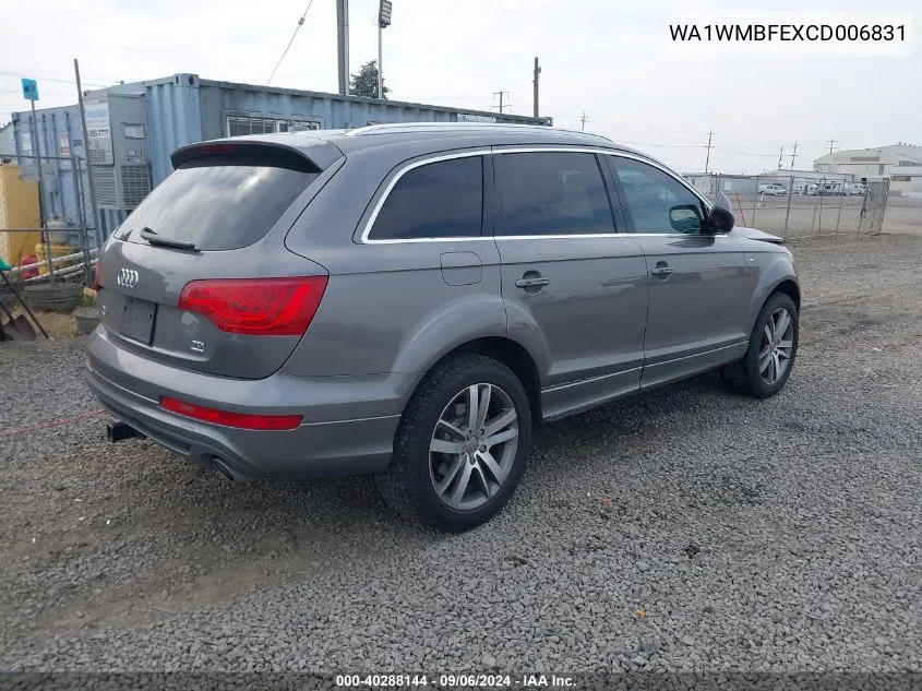 2012 Audi Q7 3.0 Tdi Premium VIN: WA1WMBFEXCD006831 Lot: 40288144