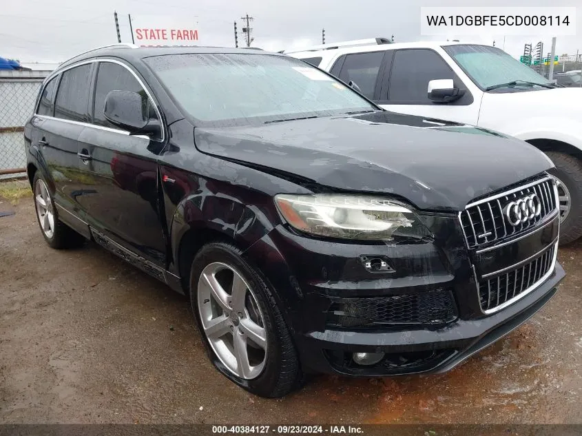 2012 Audi Q7 3.0T S Line Prestige VIN: WA1DGBFE5CD008114 Lot: 40384127