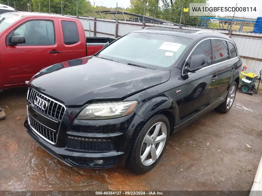 2012 Audi Q7 3.0T S Line Prestige VIN: WA1DGBFE5CD008114 Lot: 40384127