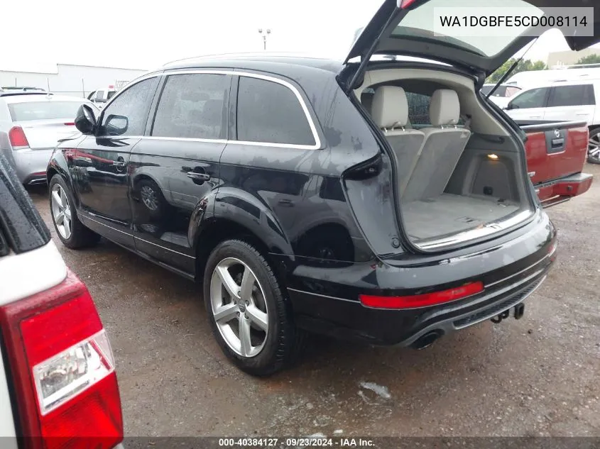 2012 Audi Q7 3.0T S Line Prestige VIN: WA1DGBFE5CD008114 Lot: 40384127