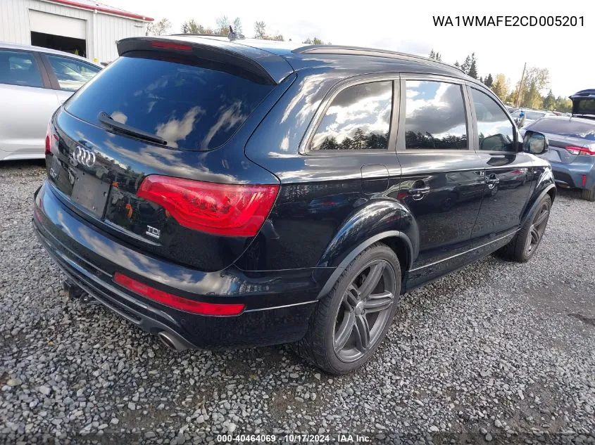 2012 Audi Q7 3.0 Tdi Premium VIN: WA1WMAFE2CD005201 Lot: 40464069