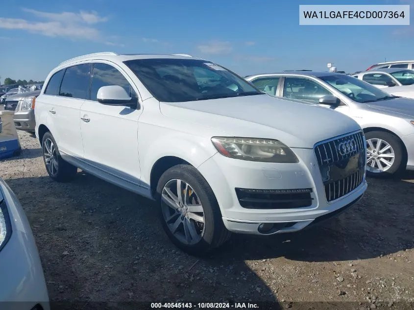 2012 Audi Q7 3.0T Premium VIN: WA1LGAFE4CD007364 Lot: 40545143