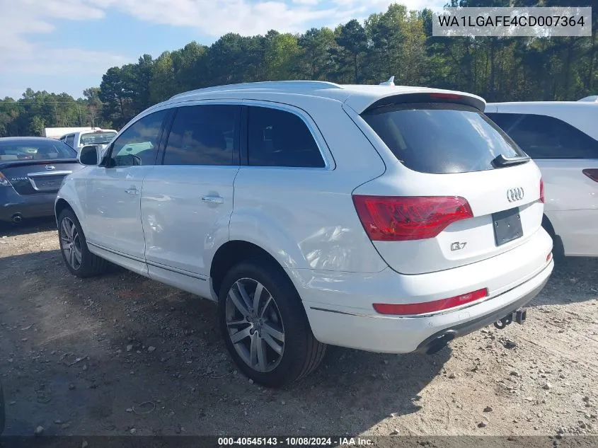 2012 Audi Q7 3.0T Premium VIN: WA1LGAFE4CD007364 Lot: 40545143