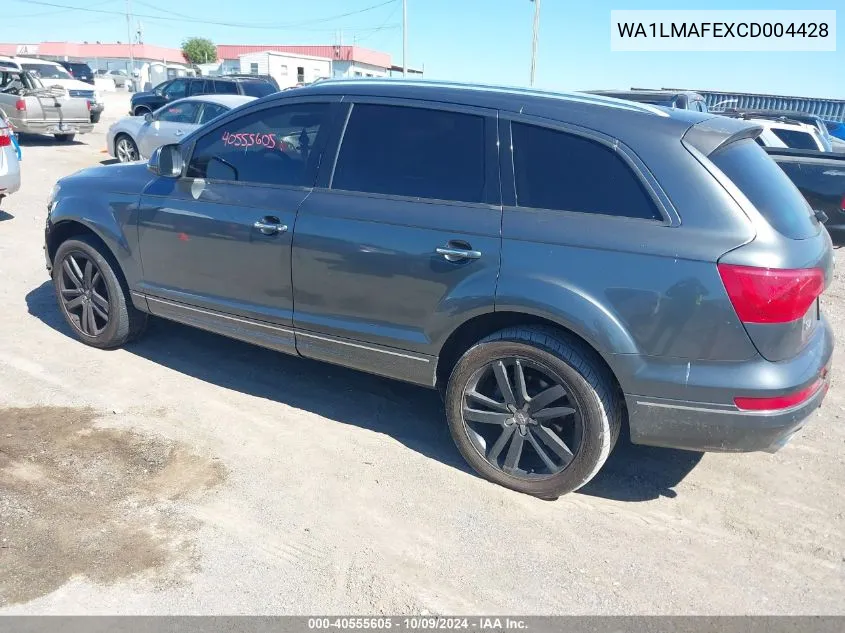 2012 Audi Q7 3.0 Tdi Premium VIN: WA1LMAFEXCD004428 Lot: 40555605