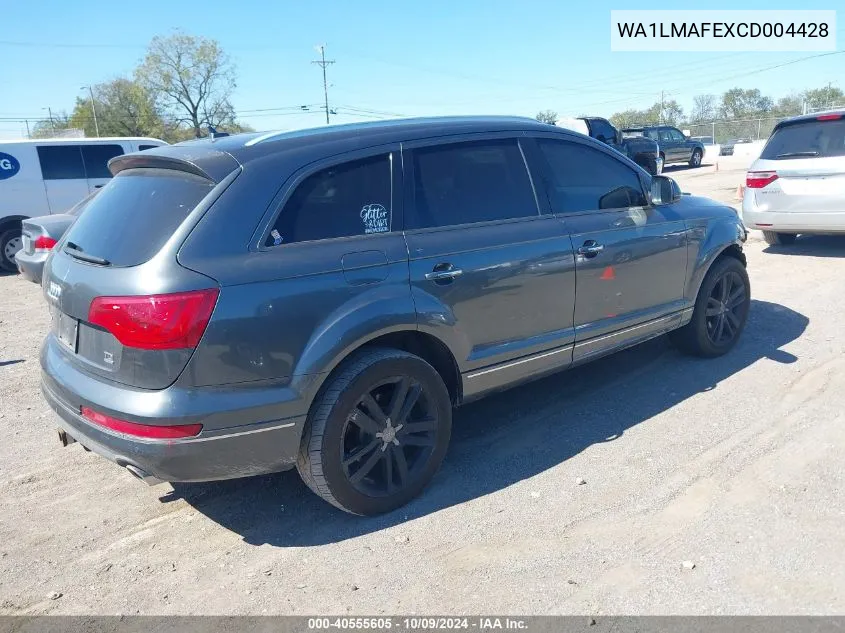 2012 Audi Q7 3.0 Tdi Premium VIN: WA1LMAFEXCD004428 Lot: 40555605