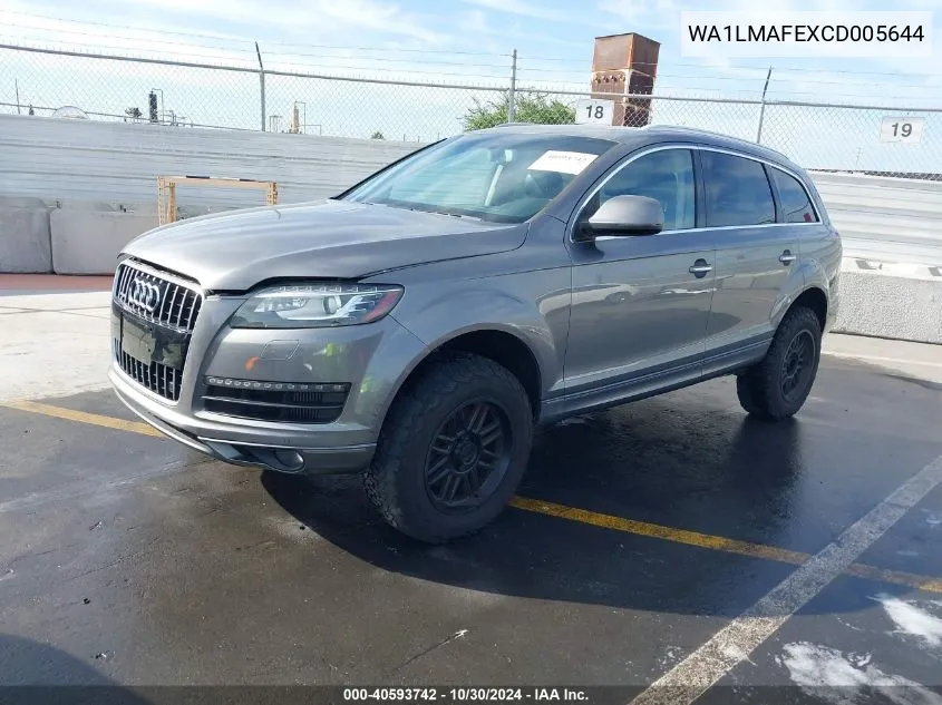 2012 Audi Q7 3.0 Tdi Premium VIN: WA1LMAFEXCD005644 Lot: 40593742