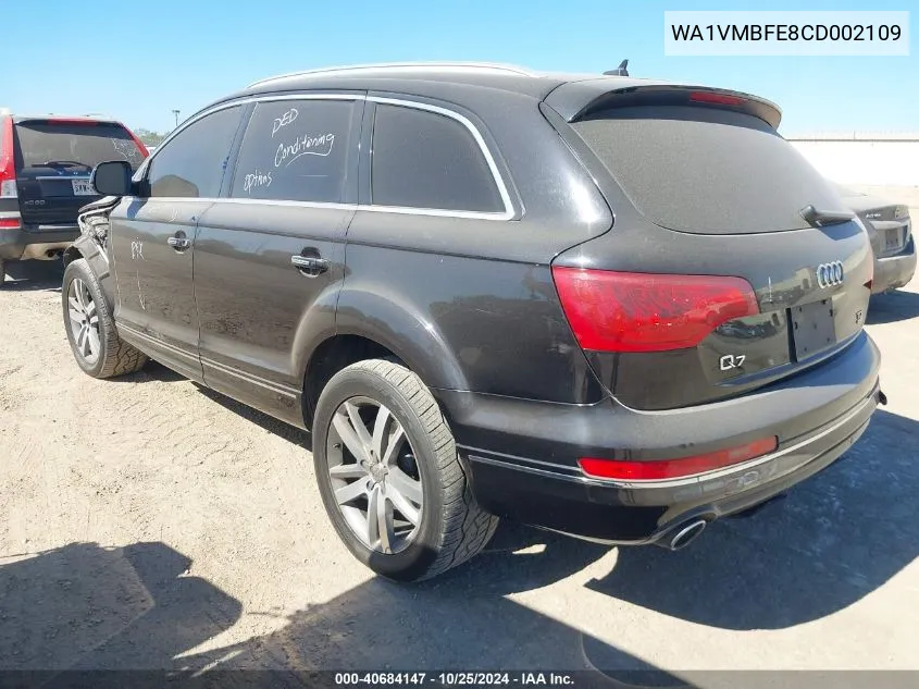 2012 Audi Q7 3.0 Tdi Premium VIN: WA1VMBFE8CD002109 Lot: 40684147