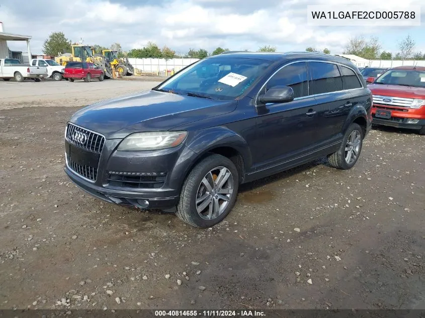 2012 Audi Q7 3.0T Premium VIN: WA1LGAFE2CD005788 Lot: 40814655