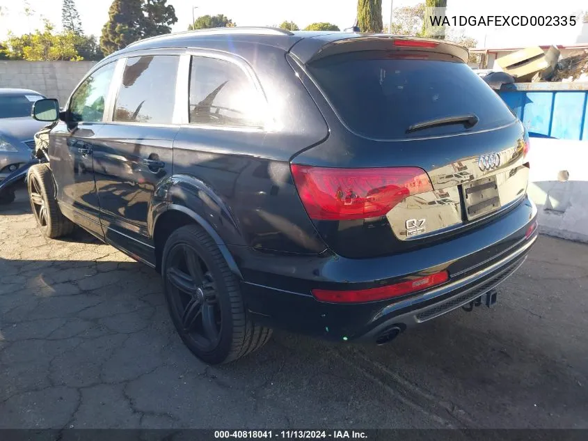 2012 Audi Q7 3.0T S Line Prestige VIN: WA1DGAFEXCD002335 Lot: 40818041