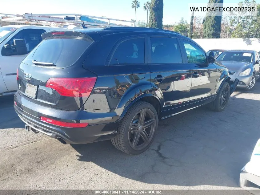 2012 Audi Q7 3.0T S Line Prestige VIN: WA1DGAFEXCD002335 Lot: 40818041