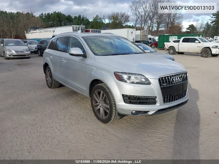 2013 Audi Q7 VIN: WA1VGCFE9DD013103 Lot: 12153568