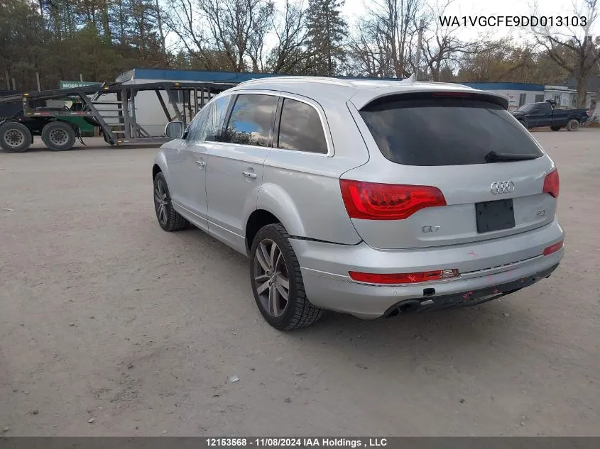 2013 Audi Q7 VIN: WA1VGCFE9DD013103 Lot: 12153568