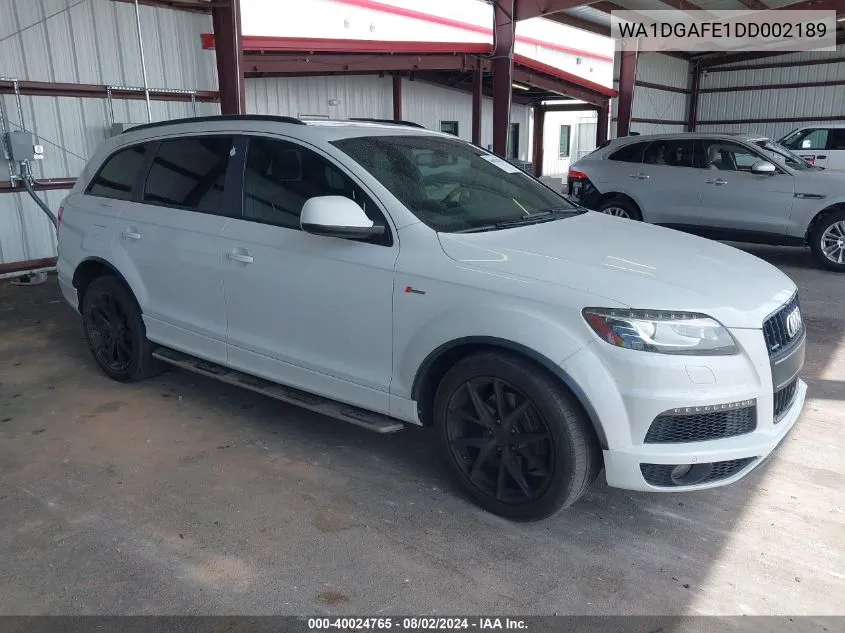 2013 Audi Q7 3.0T S Line Prestige VIN: WA1DGAFE1DD002189 Lot: 40024765