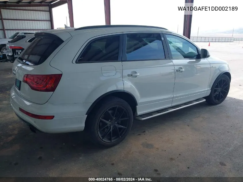 2013 Audi Q7 3.0T S Line Prestige VIN: WA1DGAFE1DD002189 Lot: 40024765