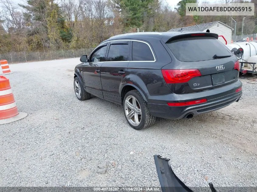 2013 Audi Q7 3.0T S Line Prestige VIN: WA1DGAFE8DD005915 Lot: 40735287