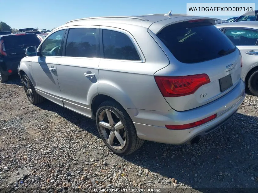 2013 Audi Q7 3.0T S Line Prestige VIN: WA1DGAFEXDD002143 Lot: 40789145