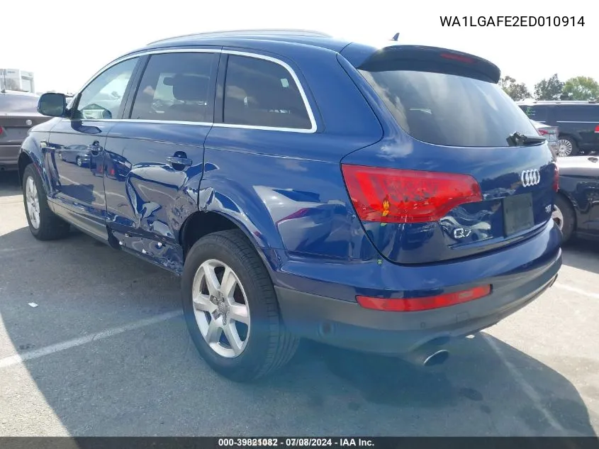 2014 Audi Q7 3.0T Premium VIN: WA1LGAFE2ED010914 Lot: 39821082