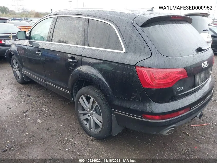 2014 Audi Q7 3.0 Tdi Premium VIN: WA1LMAFE3ED000952 Lot: 40824622