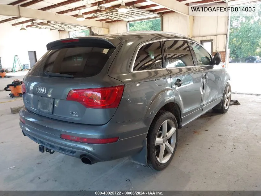 2015 Audi Q7 3.0T S Line Prestige VIN: WA1DGAFEXFD014005 Lot: 40025722