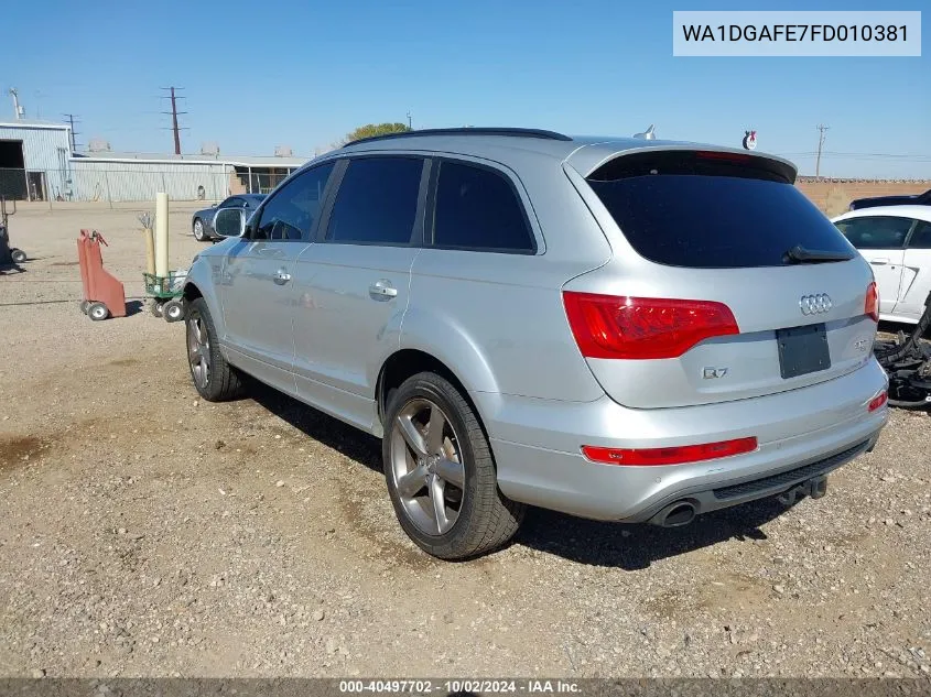 2015 Audi Q7 3.0T S Line Prestige VIN: WA1DGAFE7FD010381 Lot: 40497702