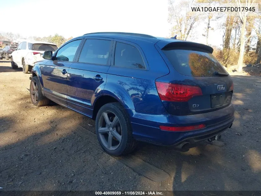 2015 Audi Q7 3.0T S Line Prestige VIN: WA1DGAFE7FD017945 Lot: 40809059