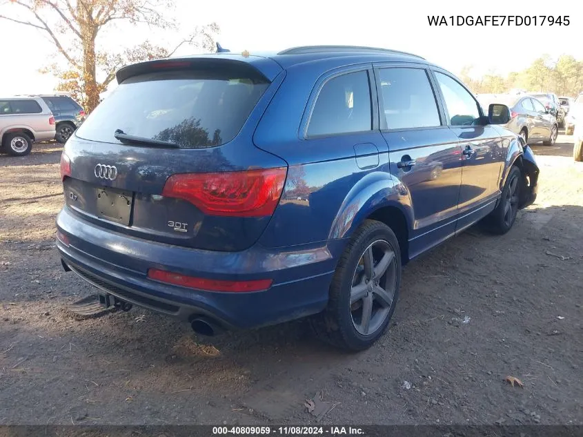 2015 Audi Q7 3.0T S Line Prestige VIN: WA1DGAFE7FD017945 Lot: 40809059