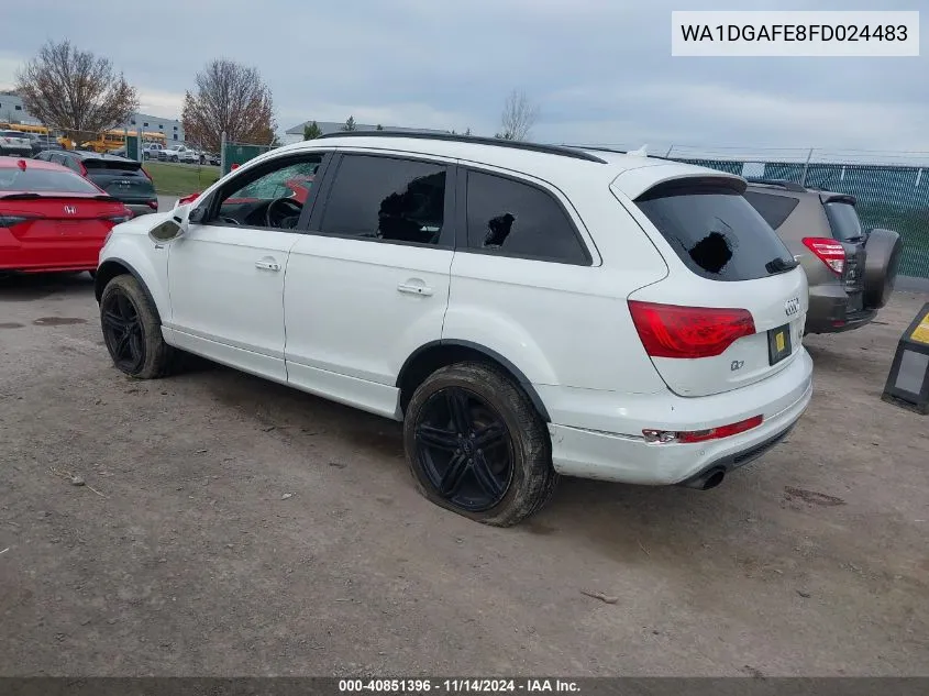 2015 Audi Q7 3.0T S Line Prestige VIN: WA1DGAFE8FD024483 Lot: 40851396