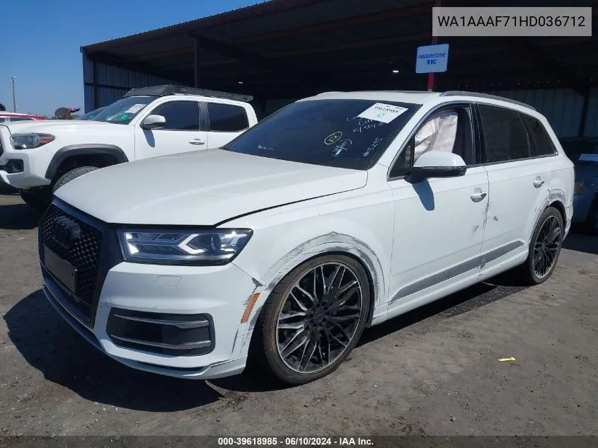 2017 Audi Q7 3.0T Premium VIN: WA1AAAF71HD036712 Lot: 39618985