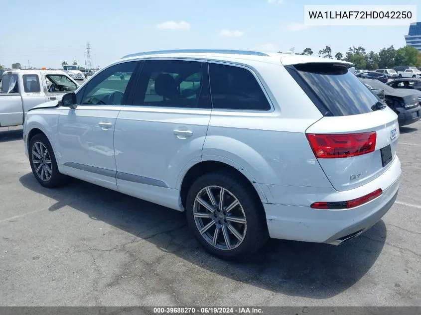 2017 Audi Q7 2.0T Premium VIN: WA1LHAF72HD042250 Lot: 39688270