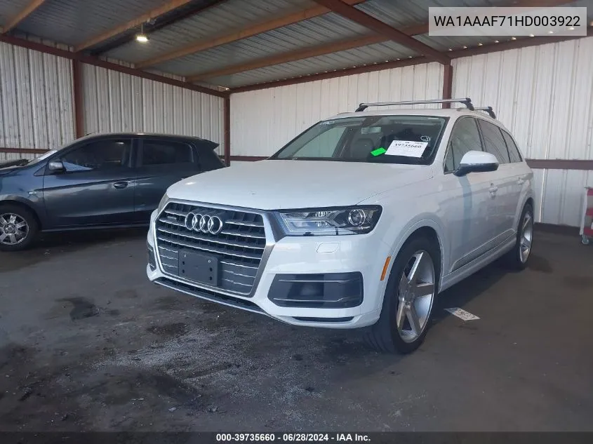 2017 Audi Q7 3.0T Premium VIN: WA1AAAF71HD003922 Lot: 39735660