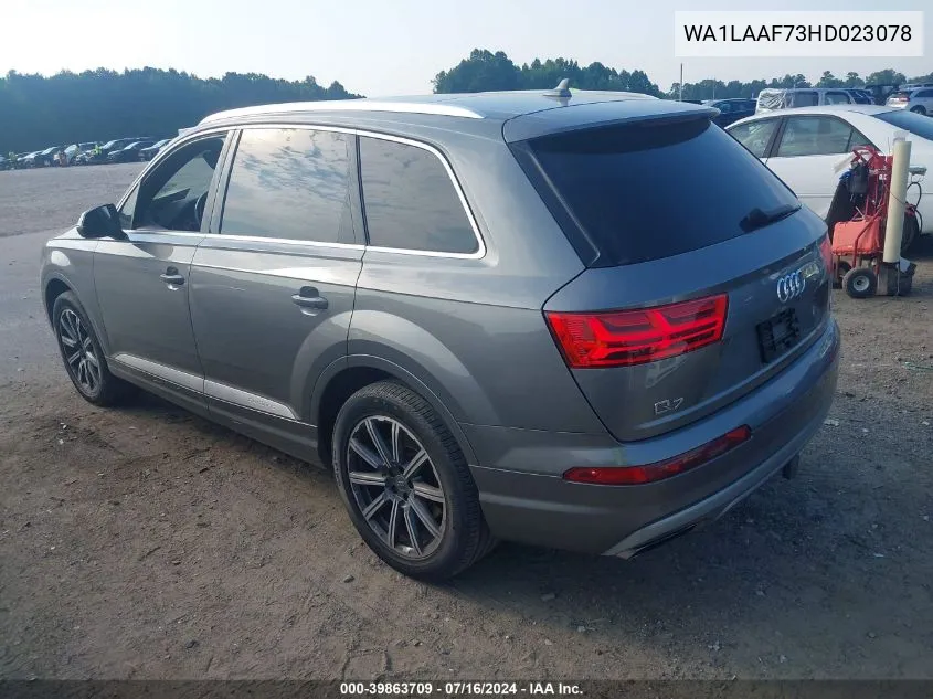 2017 Audi Q7 3.0T Premium VIN: WA1LAAF73HD023078 Lot: 39863709