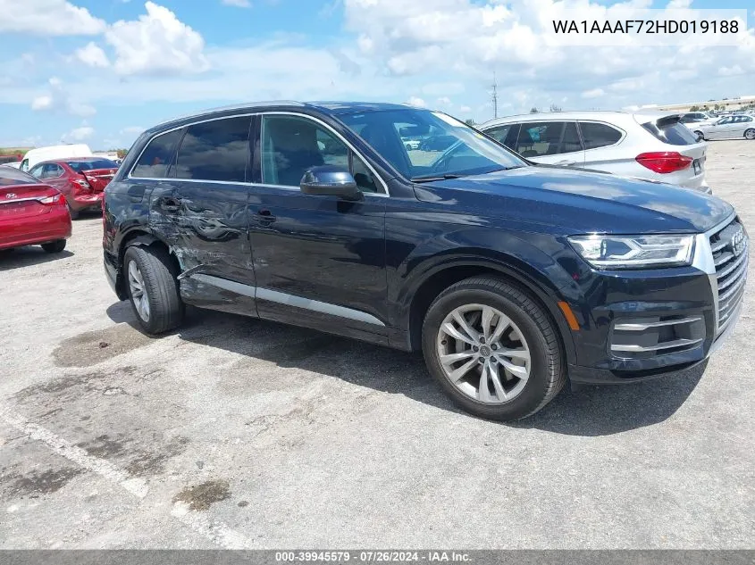 2017 Audi Q7 3.0T Premium VIN: WA1AAAF72HD019188 Lot: 39945579