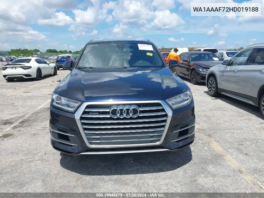 2017 Audi Q7 3.0T Premium VIN: WA1AAAF72HD019188 Lot: 39945579