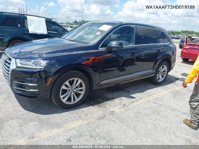 2017 Audi Q7 3.0T Premium VIN: WA1AAAF72HD019188 Lot: 39945579