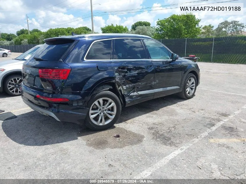 2017 Audi Q7 3.0T Premium VIN: WA1AAAF72HD019188 Lot: 39945579