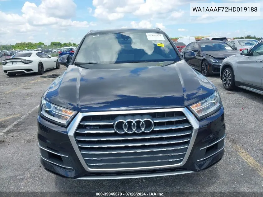 2017 Audi Q7 3.0T Premium VIN: WA1AAAF72HD019188 Lot: 39945579