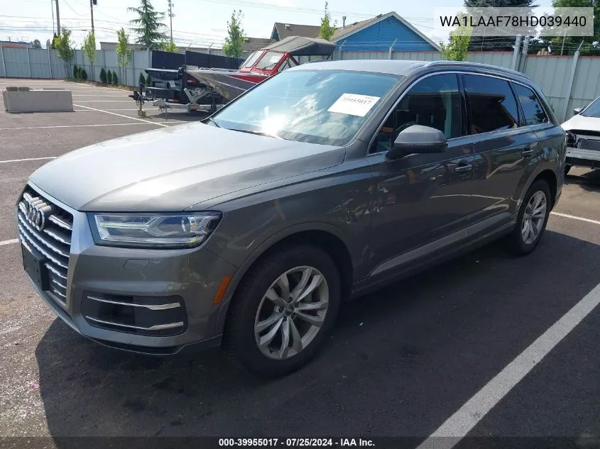 2017 Audi Q7 3.0T Premium VIN: WA1LAAF78HD039440 Lot: 39955017