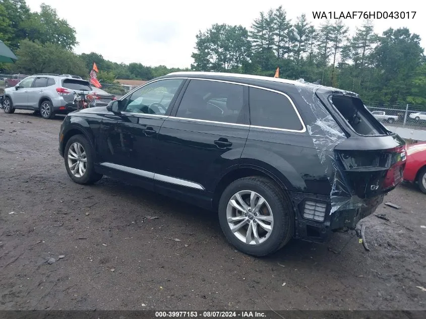 2017 Audi Q7 3.0T Premium VIN: WA1LAAF76HD043017 Lot: 39977153