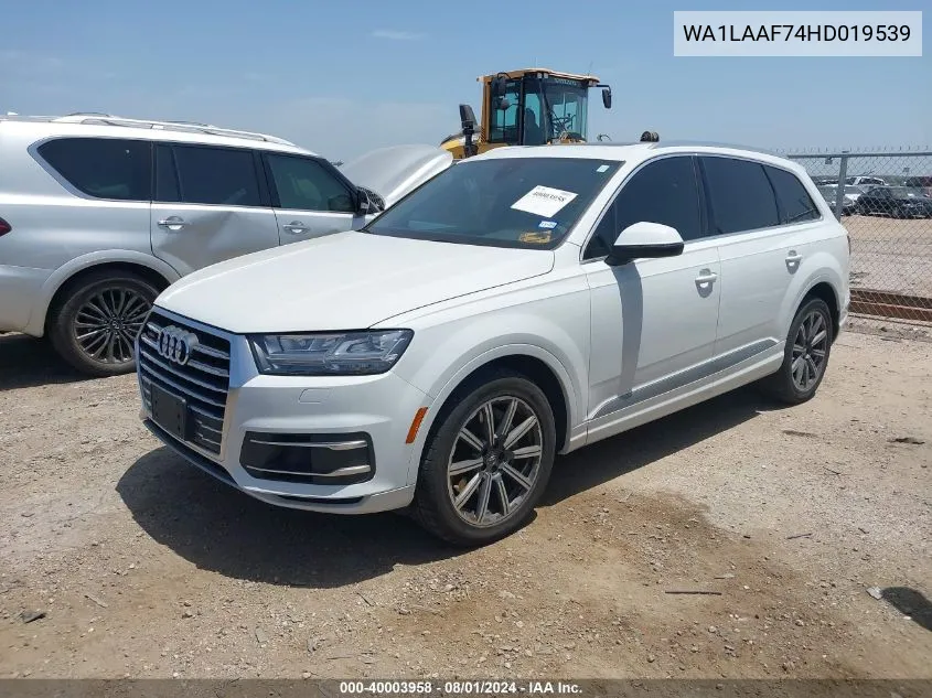 2017 Audi Q7 3.0T Premium VIN: WA1LAAF74HD019539 Lot: 40003958