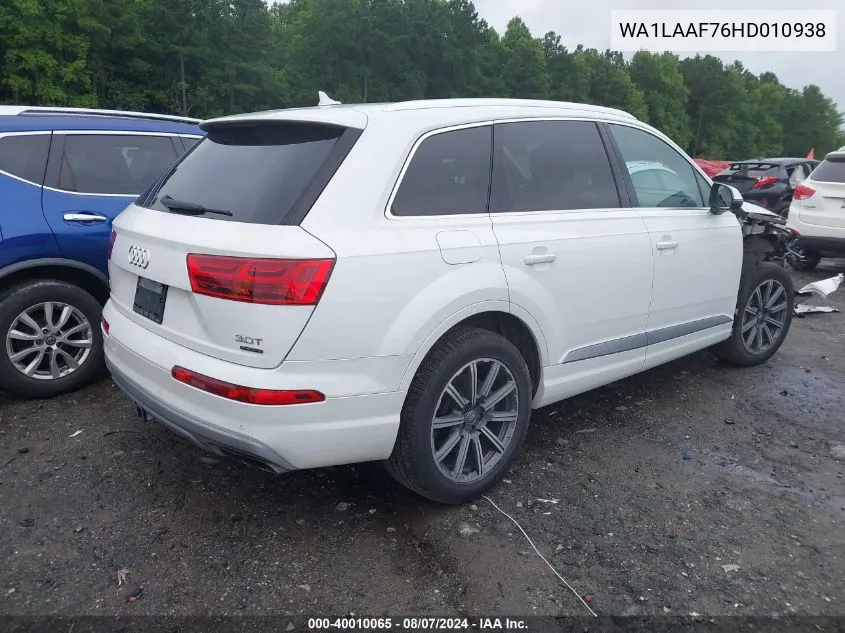 2017 Audi Q7 3.0T Premium VIN: WA1LAAF76HD010938 Lot: 40010065