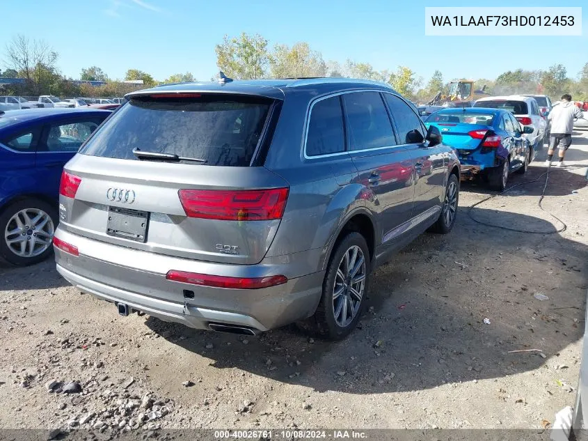 2017 Audi Q7 3.0T Premium VIN: WA1LAAF73HD012453 Lot: 40026761